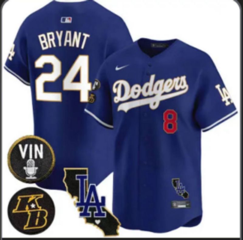 Men 2025 Los Angeles Dodgers 24 Bryant Blue gold Nike MLB Jersey style 7073